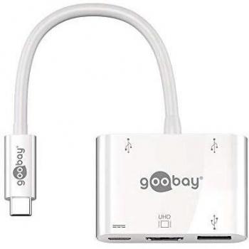 Goobay 71431 adaptador de cable USB C HDMI, 2x USB 2.0, 1x USB 3.0, 1 x USB C Blanco - Adaptador para cable