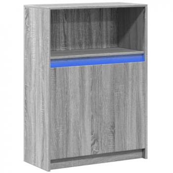 Aparador con LED de madera de ingeniería gris Sonoma 72x34x100 cm