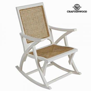 Sedia a dondolo di rattan bianca by Craften Wood