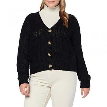 Only Carmakoma CARBELINDA LS Cardigan Chaqueta de Punto, Negro/Detalle: Melange, L para Mujer