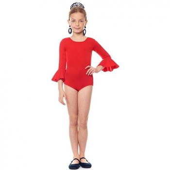 Body Sevillana Licra con Volante rojo para niña