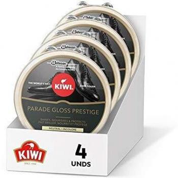 Kiwi - Lata de Crema incolora, Abrillanta, Nutre y Protege el calzado, 50ml, Pack de 4