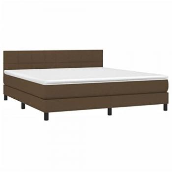 Cama box spring colchón luces LED tela marrón oscuro 180x200cm