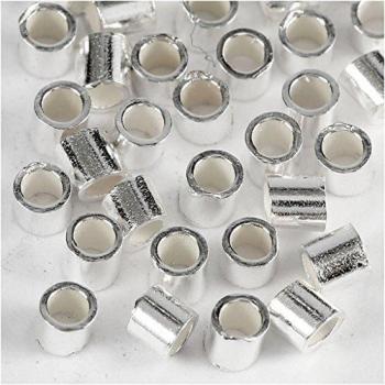 Perlas de aplastar, D 2 mm, plata esterlina, 50 piezas/1 paquete