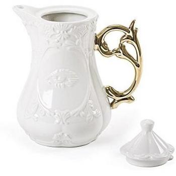 Tetera de porcelana de 13 cm de diámetro y 23 I-Wares con mango dorado