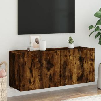 Mueble TV de pared en roble ahumado 100x30x41 cm