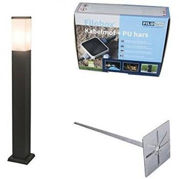 Baliza 80cm gris con estaca y kit de conexión subterránea IP44 - MALIOS