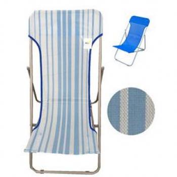Tumbona de Playa Plegable Garden Friend en Acero y Textilene con Rayas Azules 45x72x70 cm