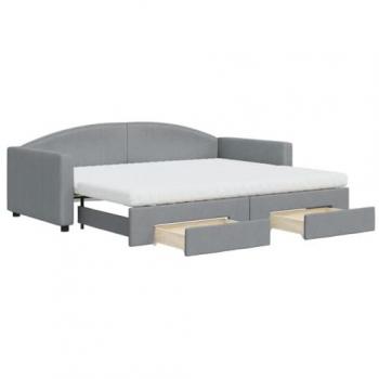 Sofá cama nido con cajones tela gris claro 90x200 cm