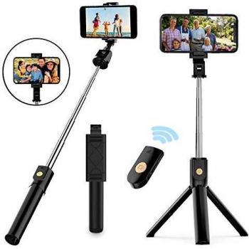 Naohiro palo selfie tripodezmini 3 en 1 palo selfiezselfie stick expandible con control remoto bluetooth adecuado para iphone android samsung y otros telefonos inteligentes de 476 pulgadas