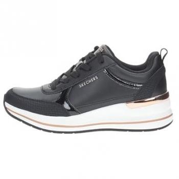Zapatillas Deportivas de Mujer Skechers Billion 2 Fine Shine Negros con Cordones, Plano (3-5 cm), Duraleather y Borde de Charol, Talla 39 EU