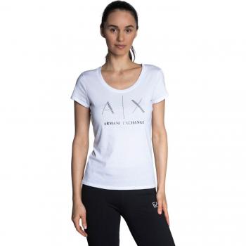 Armani Exchange Women's White Cotton T-Shirt XL - Casual Short Sleeve 8NYT83