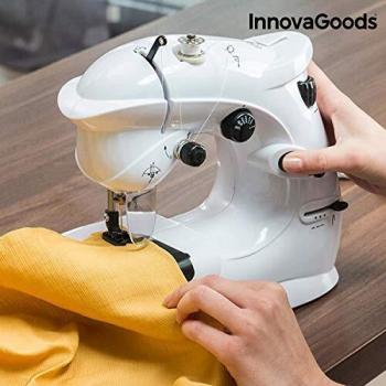 InnovaGoods Máquina de Coser Compacta 6 V 1000 mA, Vinilo y ABS, Blanco, 23x26x12 cm