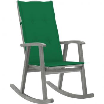 Gray Acacia Wood Rocking Chair with Cushions