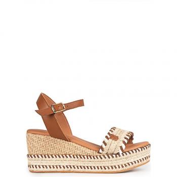 Popa ARAMBOL Sandalias con cuña sutach para mujer en marrón de piel, características: sandalias de cuña, diseño sutach, material de piel, cierre hebilla