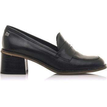 Zapatos de tacón Mustang para mujer en piel color negro con puntera redonda