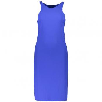 Vestido Largo Elegante Azul Patrizia Pepe con Detalle de Logo, Talla M