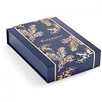 Waterman Hémisphère - Pluma estilográfica y bolígrafo de punta media, adornos cromados, negro, set de regalo
