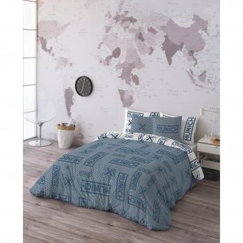 Munich Cuadro Vichy Funda Nórdica, Algodón, Blanco, Azul, 180 cm