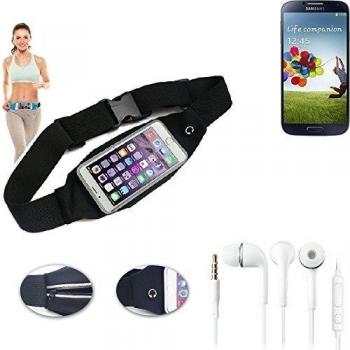 Cinturón de bandolera bolso de la cintura bolsa para Samsung Galaxy S4, negro + auriculares. Aptitud del deporte de la cubierta a prueba de lluvia Ejercicio corriente - K-S-Trade