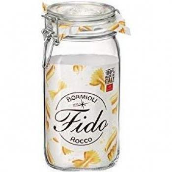 Bormioli Rocco Fido - Tarro de Vidrio Hermético con Cierre de Hebilla, Capacidad 1.5 Litros