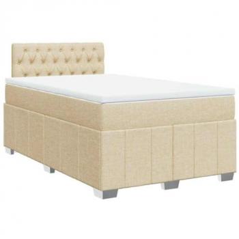 Cama box spring con colchón de muelles color crema 120x200 cm tela