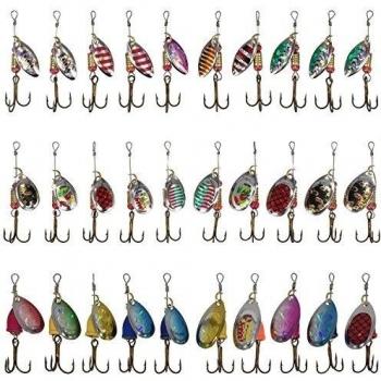 JT-Amigo 30pcs Spinner Set Cucharillas Pesca para Lucio Perca Trucha