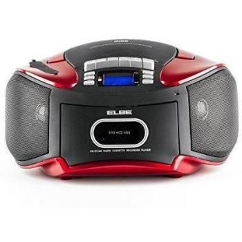 Elbe CDM-265-USB - Radiocasete con CD, MP3, USB y SD, mando a distancia, color rojo y negro