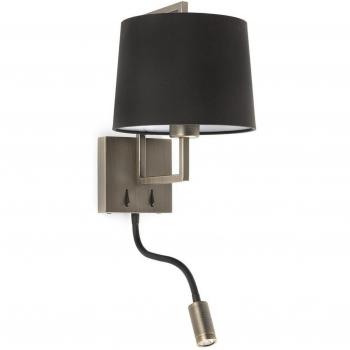 Aplique de Pared Frame Oro Viejo Mate/Negro con Lector LED E27 15W
