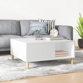 Mesa de centro blanca 80x80x36,5 cm en madera contrachapada