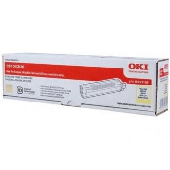 OKI 44059105 Yellow Toner Cartridge for C810/C830 Series, 8,000 Page Capacity