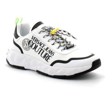Versace Jeans Couture White Low-Top Sneakers with Contrasting Print - EU Size 40