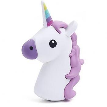 iProtect Emoji Powerbank 2000mAh cargador de batería externo en el diseño de unicornio - emoticon- purpurea para smartphones y otros dispositivos con puerta USB - incluye cable de carga micro USB