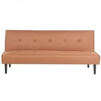 Sofá cama retro de tela 3 plazas sin reposabrazos con respaldo ajustable abotonado marrón dorado Visby