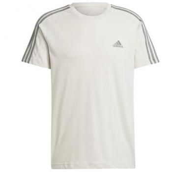 Camiseta de hombre Adidas Essentials Single Jersey 3-Stripes, manga corta, color gris (Alumina), talla S