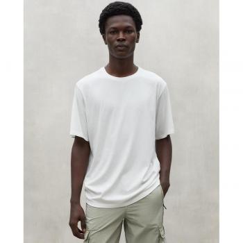Ecoalf Men's Short Sleeve Ribbed Neck T-Shirt - Sustainable Organic Cotton, Casual White Size L