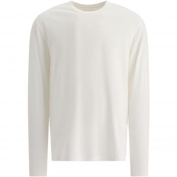 Jil Sander Men's Long Sleeve White Cotton Printed T-Shirt, Size Medium