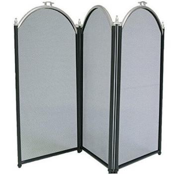 Parascintille 3 Puertas Borde Cromado Satinado 98x60 cm para Chimenea