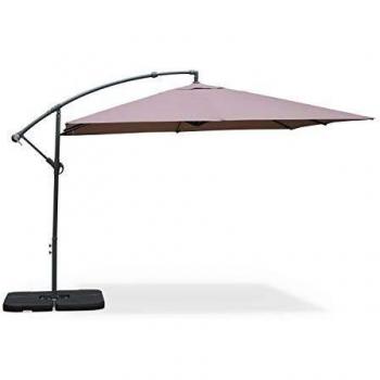 Parasol Cuadrado Desplazado 3x3m Taupe con Manivela Anti-retorno y Tela Impermeable - Sweeek