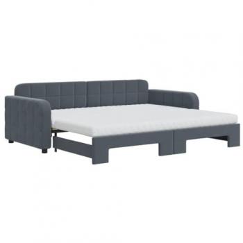 Sofá cama nido con colchón terciopelo gris oscuro 90x200 cm