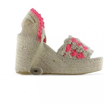 Vidorreta - Alpargatas de cuña de mujer con cierre de cintas en fucsia, Modelo 79400gfmo4