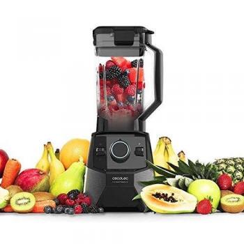 Cecotec Batidora de Vaso Power Black Titanium 2000 Pro. 2000 W, Cuchilla de 8 Hojas, Recubrimiento de Titanio Negro, 3 programas predeterminados, Jarra Cuadrada de Plástico Libre BPA