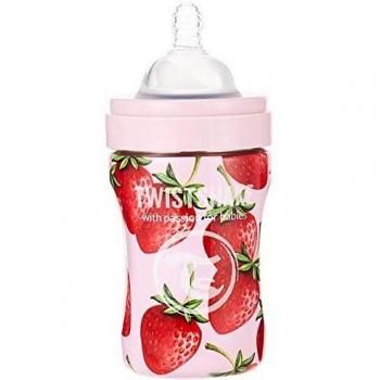 Twistshake - Twistshake Biberón Anticólico Acero 260Ml Strawberry