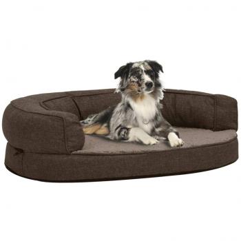 Colchón ergonómico para perros 75x53cm de lino marrón