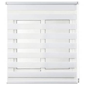 Estor Noche y Día Easyfix Blanco 45x180 cm, Alta Privacidad y Sin Taladrar para Ventanas Abatibles