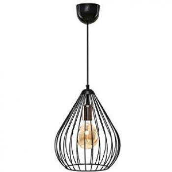 Lámpara de Techo de Metal en Forma de Pera Color Negro con Pantalla de 31 cm y Diámetro Variable (16-24 cm) E27