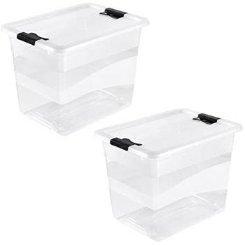 Caja de Almacenaje Transparente con Tapa, Plástico, 24 L (2 unidades)
