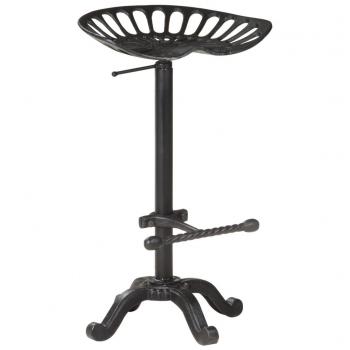 Black Cast Iron Bar Stool with Adjustable Height and Footrest
