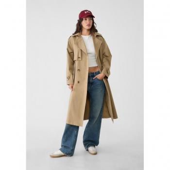 Beige Long Belted Trench Coat Size L