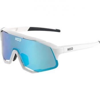 KOO Demos White Sunglasses with Turquoise Lenses